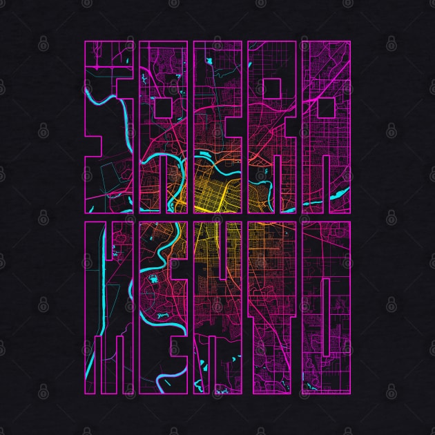 Sacramento, USA City Map Typography - Neon by deMAP Studio